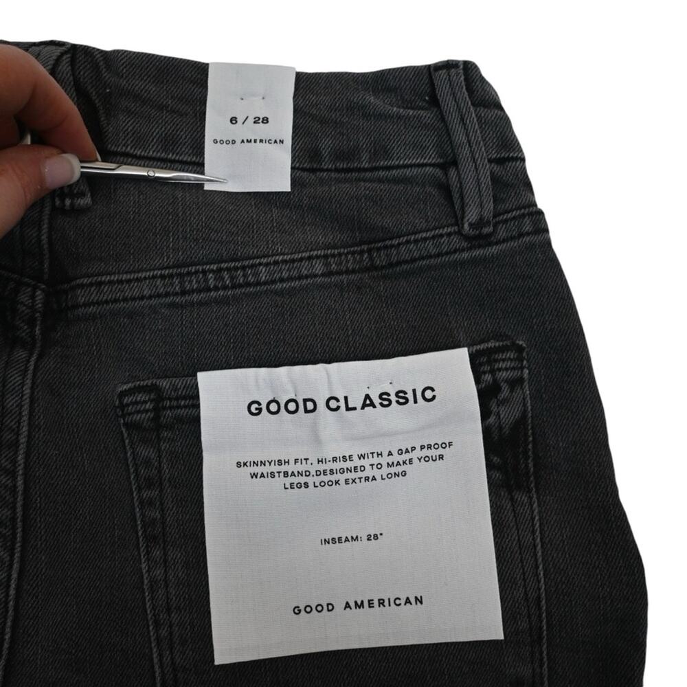 Good American Womens 6/28 Good Classic Raw Hem Slim Jeans in Faded Black NEW - Picture 8 of 13